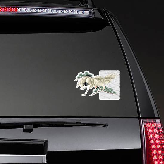 Japanese Crane Beautiful Illustration Sticker example