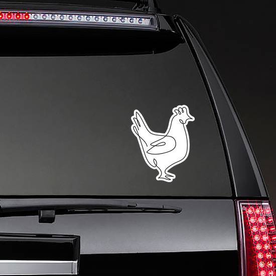Hen Drawn In One Line Chicken Sticker example