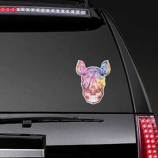 The Head Of A Rhinoceros Colorful Paint Sticker example
