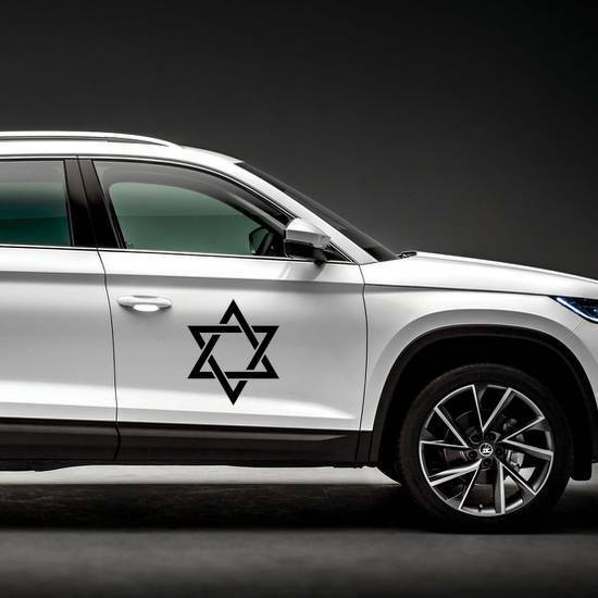 Star of David Sticker on a Car Side example