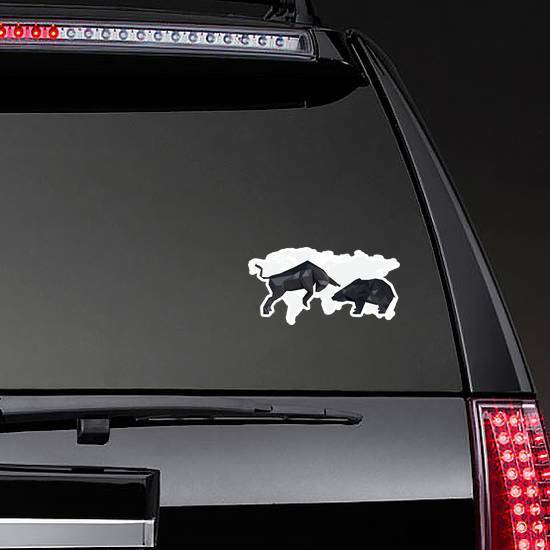 Bull Market Bear Market Illustration Sticker on a Rear Car Window example