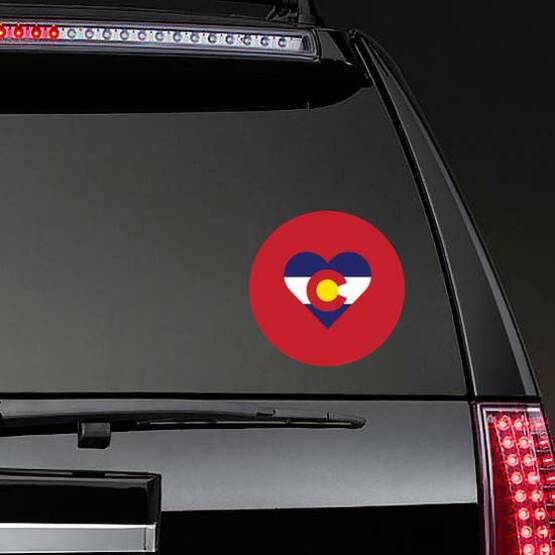 Colorado Heart Shape Love Sticker on a Rear Car Window example 