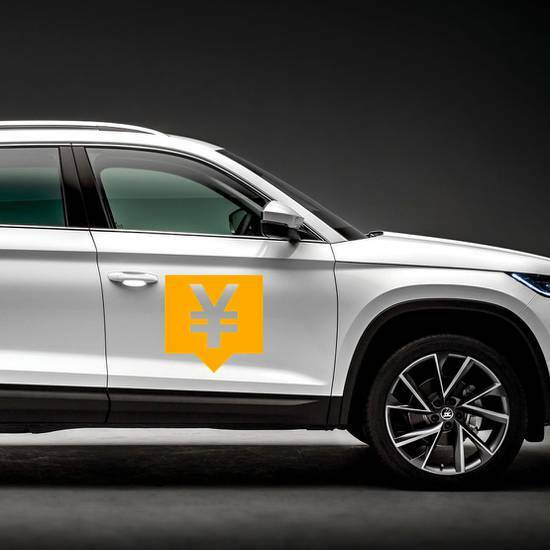 Yen Speech Bubble Sticker on a Car Side example