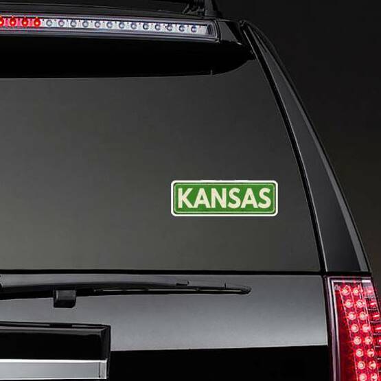 Kansas Vintage Rusty Metal Sign Sticker on a Rear Car Window example