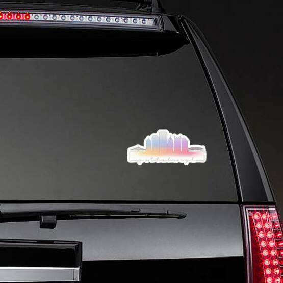 Pittsburgh, Pennsylvania Usa Skyline Watercolor City Sticker on a Rear Car Window example 