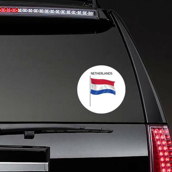 Netherlands Flag Isolated Sticker on a Rear Car Window example