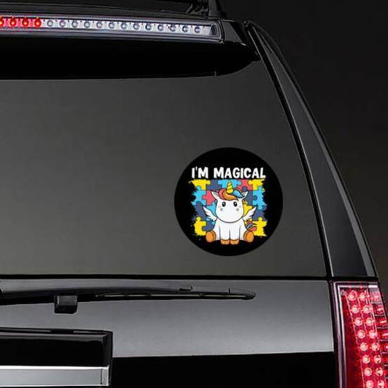 Autism Awareness I'm Magical Unicorn Sticker on a Rear Car Window example
