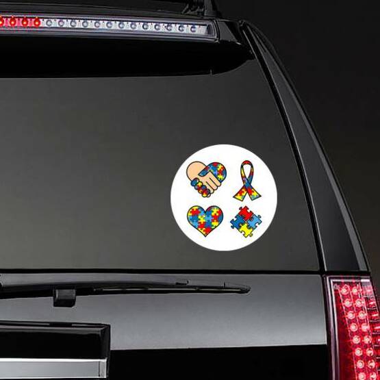 Autism Awareness Symbols Colorful Illustration Sticker on a Rear Car Window example