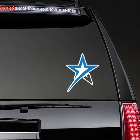 Black and Blue Star Sticker on a Rear Car Window example