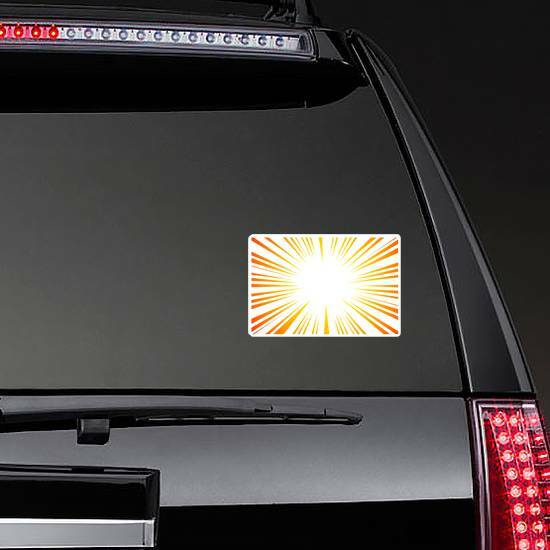 Sun Ray Explosion Sticker on a Rear Car Window example 