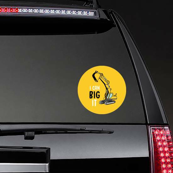 I Can Big It Tractor Illustration On Yellow Sticker example