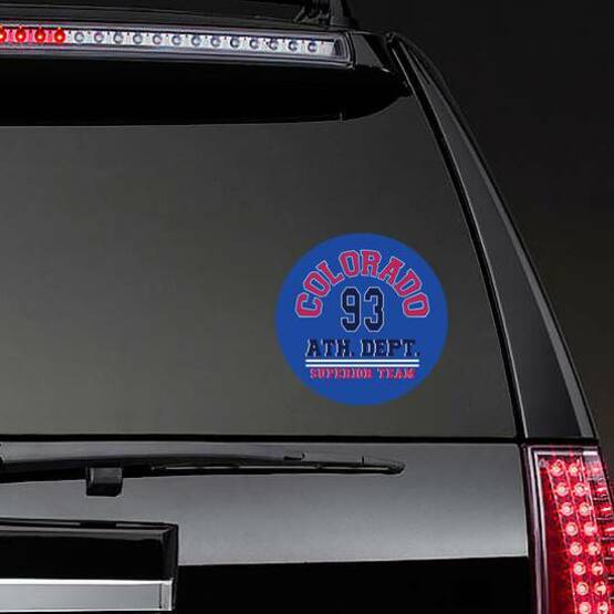 Colorado Ath. Dept. 93 Sticker on a Rear Car Window example