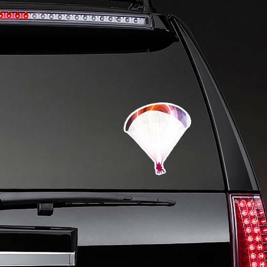 Paraglider Silhouette With Curved Shapes Sticker on a Rear Car Window example