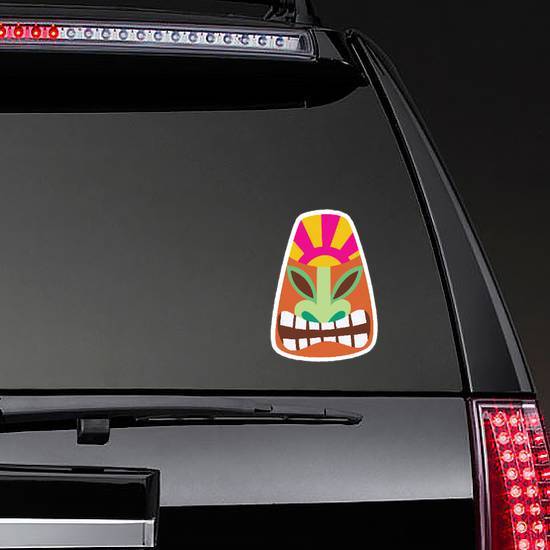 Colorful Cartoon Tiki Mask With Smiling Face Sticker example