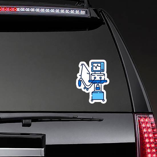 Medical Ventilator Line Color Icon Sticker