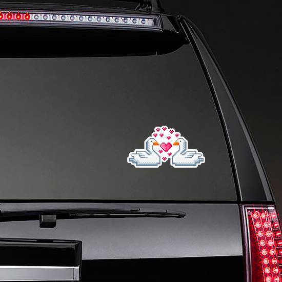 Swans Pixel Art In Love Sticker example