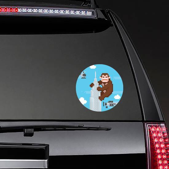 Gorilla On A Top Of Skyscraper Pixel Art Sticker