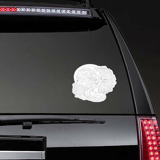 Black And White Celtic Dragon Sticker on a Rear Car Window example