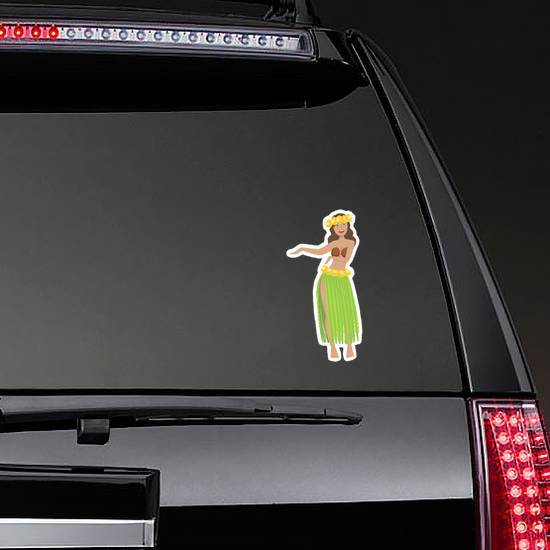 Girl Dancing Hula Hawaiian Vacation Classic Sticker example 