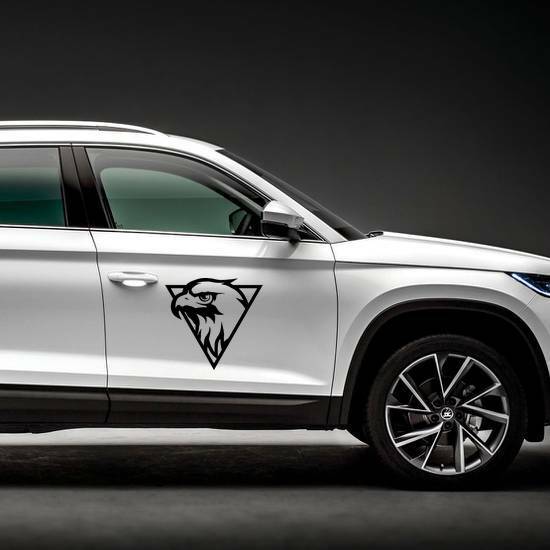 Eagle Head Logo Sticker on a Car Side example