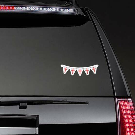 Water Color Drawing Of Festive England Flags Sticker on a Rear Car Window example