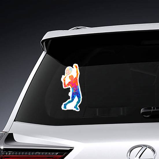 Abstract Watercolor Tennis Player With A Racket Sticker