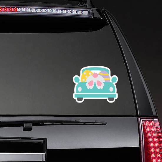 Cute Vintage Truck With Easter Bunny And Easter Eggs Sticker example