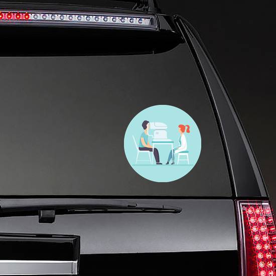 Ophthalmologist Doctor Examining Patient Sticker example