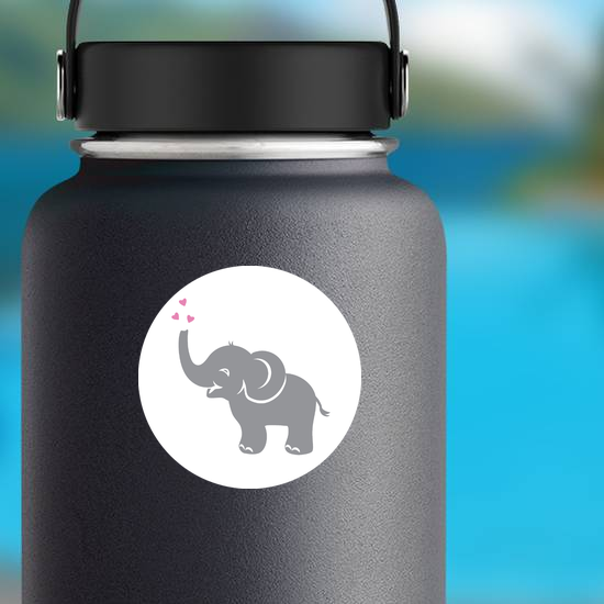 Adorable Baby Elephant With Hearts Sticker