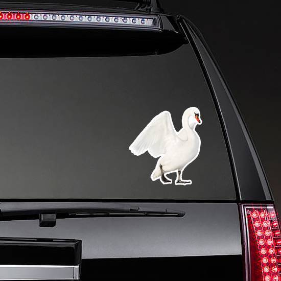 White Swan Isolated On White Sticker example