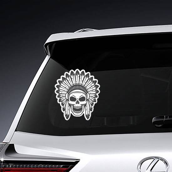 American Indian Skull in Headdress Sticker example