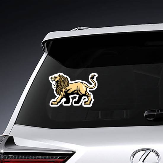 Angry Roaring Lion Mascot Sticker