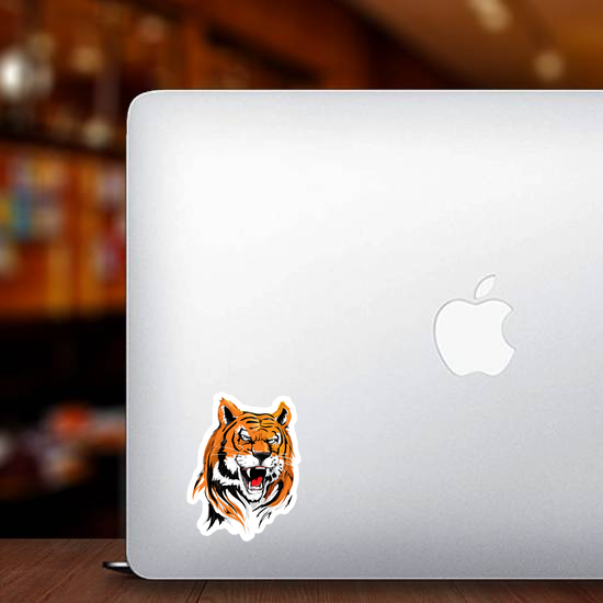 Angry Tiger Head Illustration Sticker