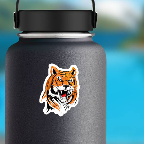 Angry Tiger Head Illustration Sticker