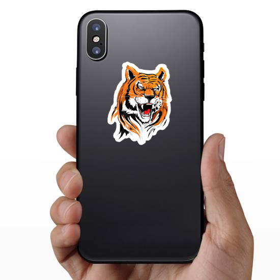 Angry Tiger Head Illustration Sticker