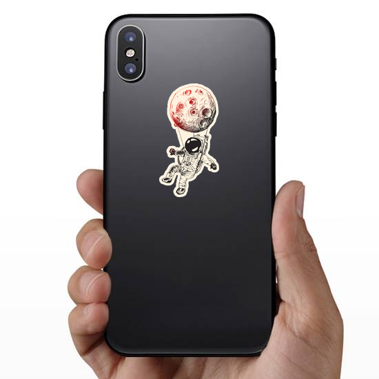 Astronaut Moon Balloon Sticker