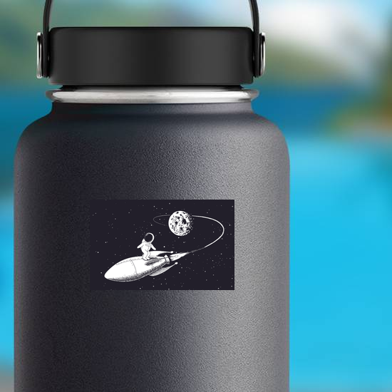 Astronaut Surfing on a Spaceship Sticker