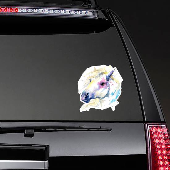 Cute White Horse Watercolor Illustration Sticker