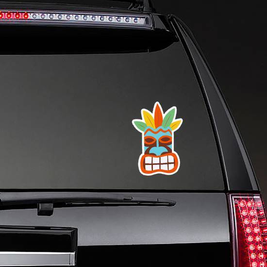 Hawaiian Tiki Mask Colorful Icon Sticker example 