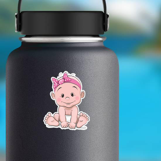 Baby Girl in Pink Headband Sticker