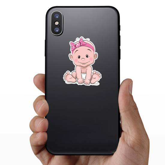 Baby Girl in Pink Headband Sticker