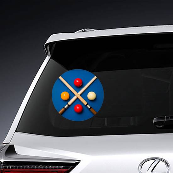 Balls And A Cue On The Table Of A Carom Billiard Sticker