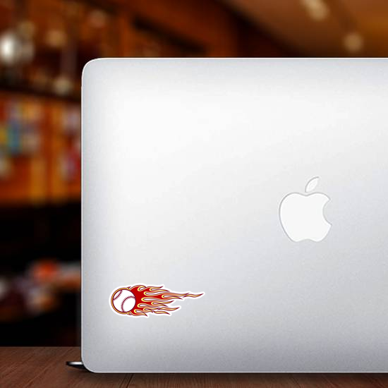 Baseball Softball With Hot Rod Flames Sticker