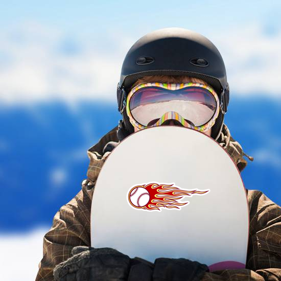 Baseball Softball With Hot Rod Flames Sticker