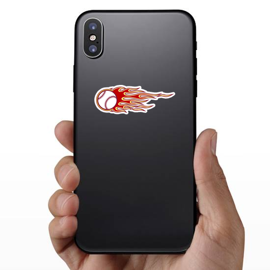 Baseball Softball With Hot Rod Flames Sticker
