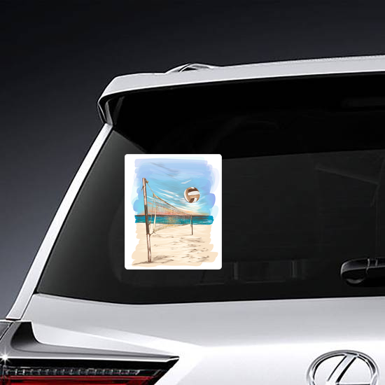 Beach Volleyball Landscape Painting Sticker