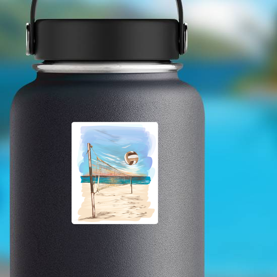 Beach Volleyball Landscape Painting Sticker