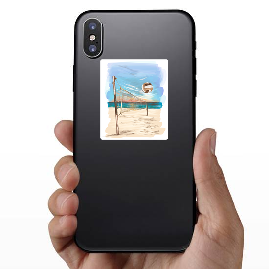 Beach Volleyball Landscape Painting Sticker