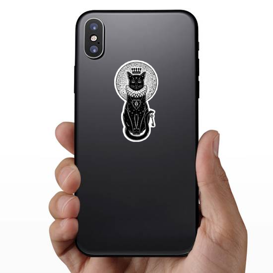 Black Cat Portrait With Key Sticker
