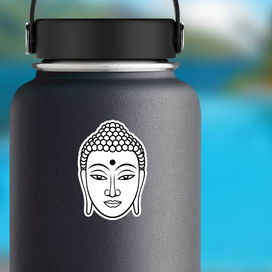 Black Line Buddha Face Sticker